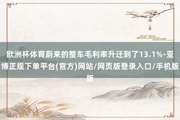 欧洲杯体育蔚来的整车毛利率升迁到了13.1%-亚博正规下单平台(官方)网站/网页版登录入口/手机版