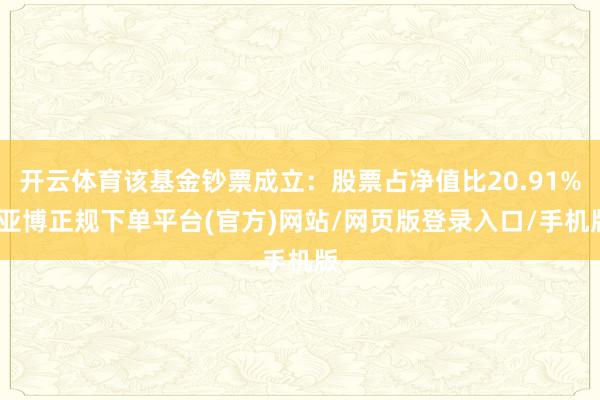 开云体育该基金钞票成立：股票占净值比20.91%-亚博正规下单平台(官方)网站/网页版登录入口/手机版